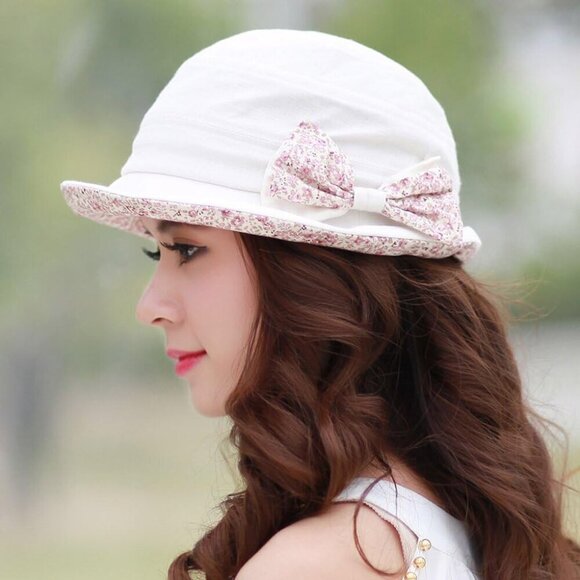 Women's Cotton Foldable Floral Bucket Hat Sun UV Protection Beach Outdoor - Picture 3 of 8